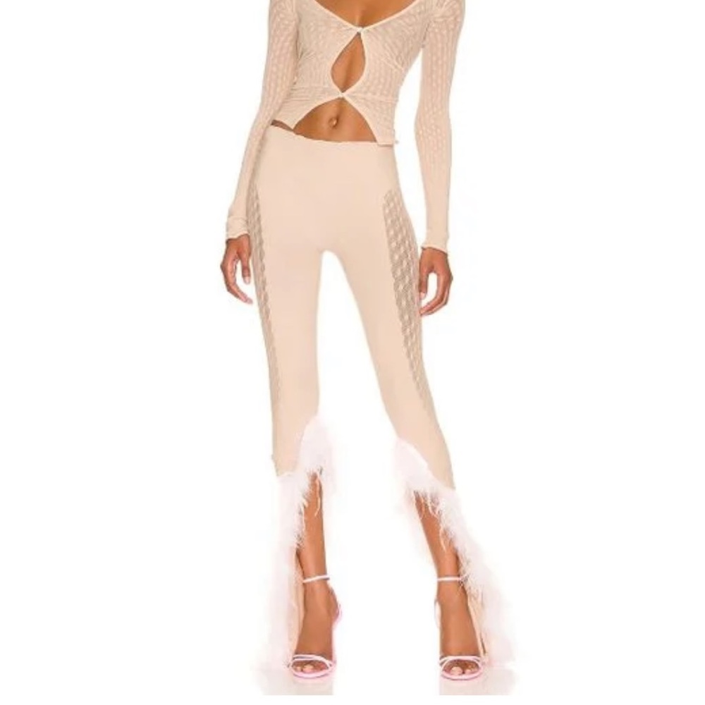 Poster Girl Feathered Tulia Trousers in Taupe & Dusty Pink One Size